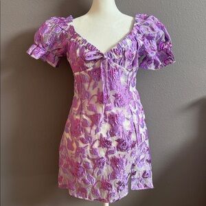 LIKE NEW | Reverse | Women’s Purple Floral Puff Sleeve Mini Dress | Size M